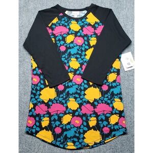 LulaRoe Randy T Shirt Womens S Multicolor Floral 3/4 Sleeve Round Neck New